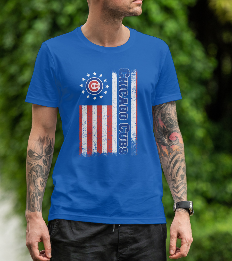 Chicago Cubs Stars Stripes American Flag T-Shirt