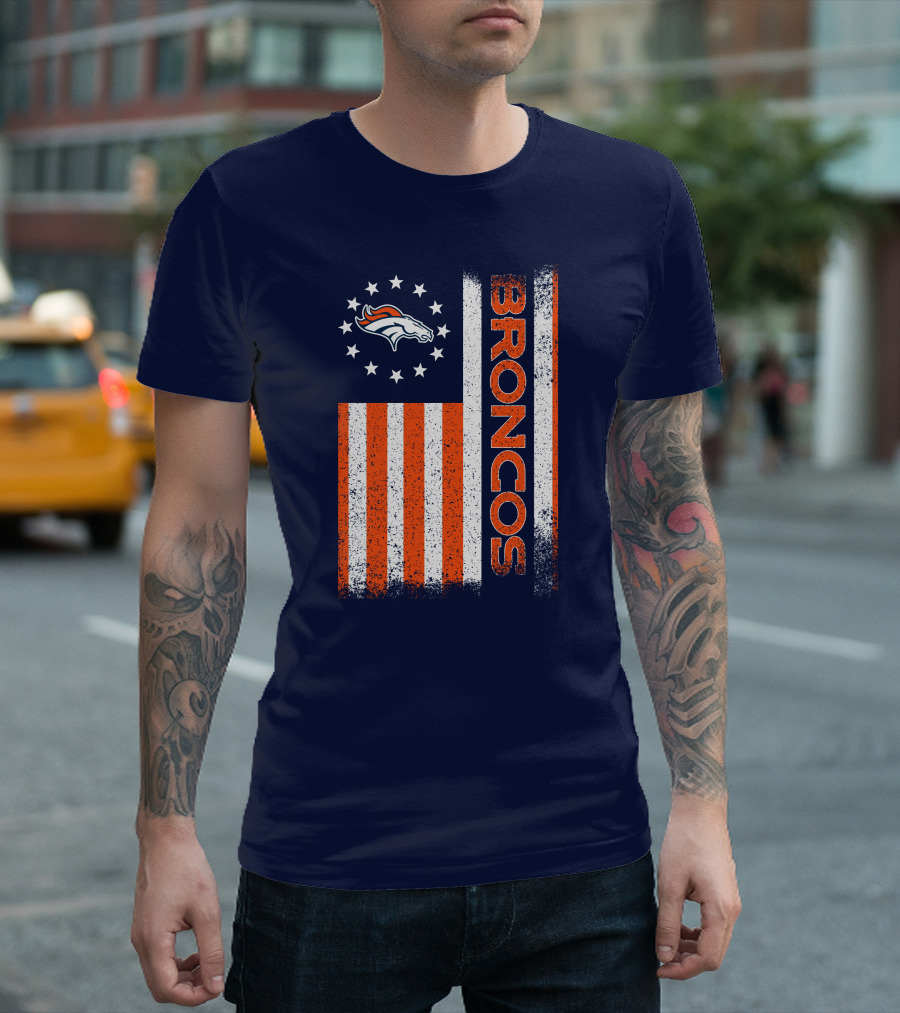 Denver Broncos Stars Stripes American Flag T-Shirt