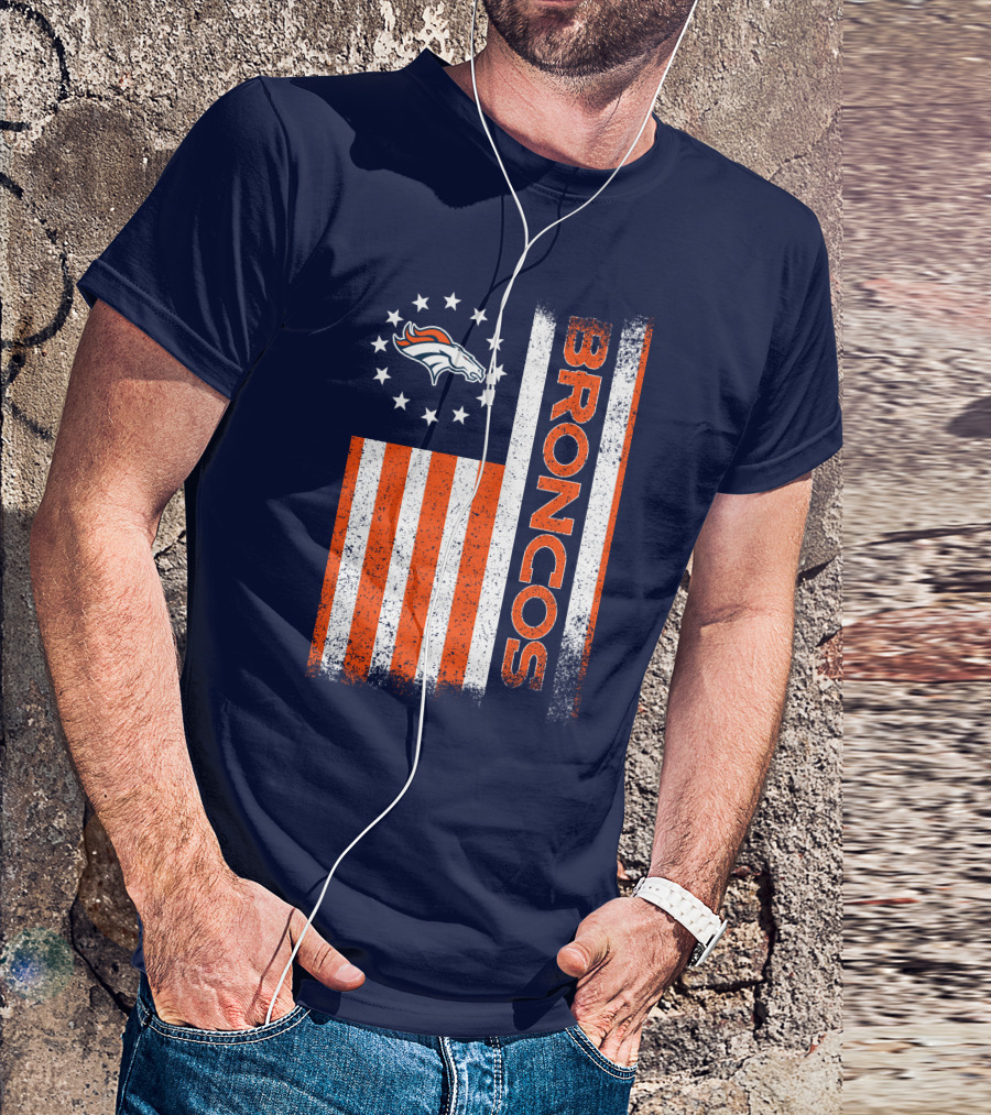 Denver Broncos Stars Stripes American Flag T-Shirt