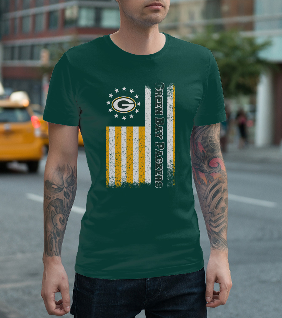 Green Bay Packers American Flag Stars Stripes T-Shirt