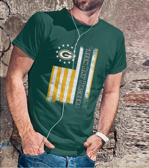 Green Bay Packers American Flag Stars Stripes T-Shirt