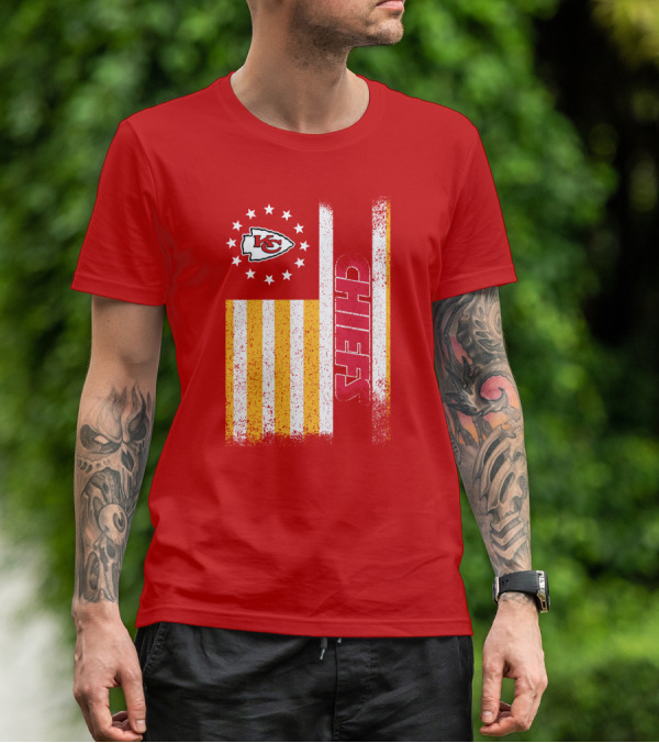 Kansas City Chiefs American Flag Stripes Stars T-Shirt