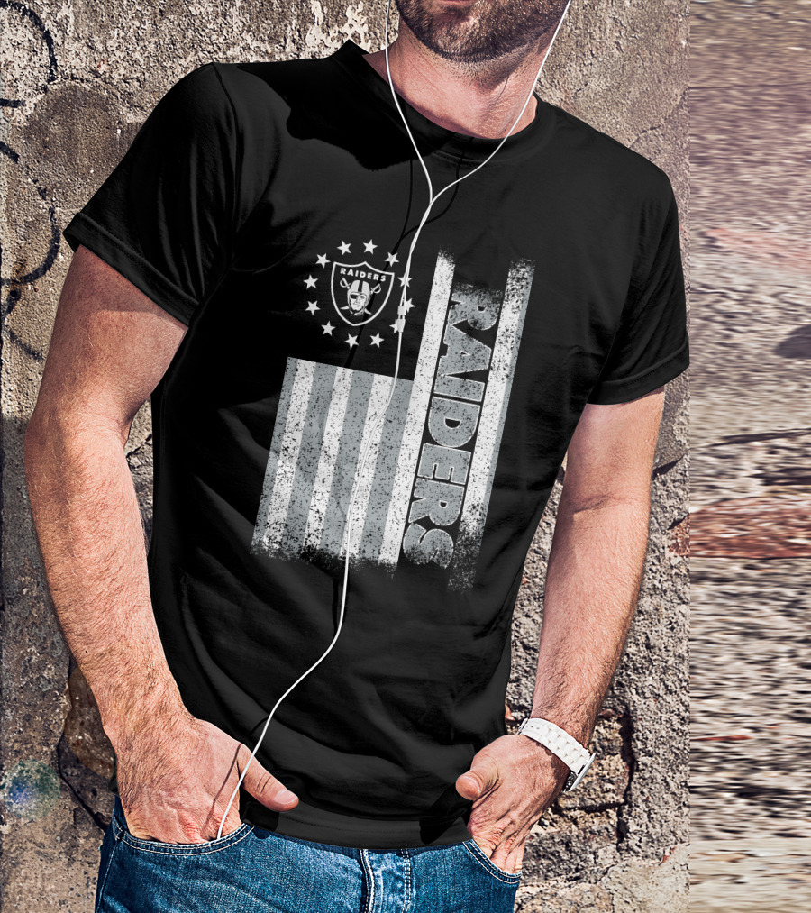 Las Vegas Raiders American Flag Stars And Stripes Logo Edition T-Shirt
