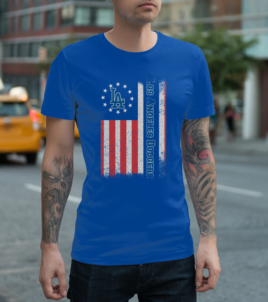 Los Angeles Dodgers American Flag La Logo Patriotic Stars And Stripes T-Shirt