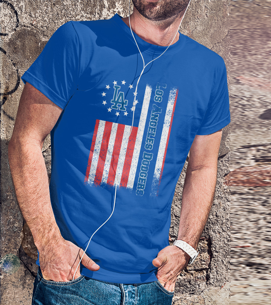 Los Angeles Dodgers American Flag La Logo Patriotic Stars And Stripes T-Shirt