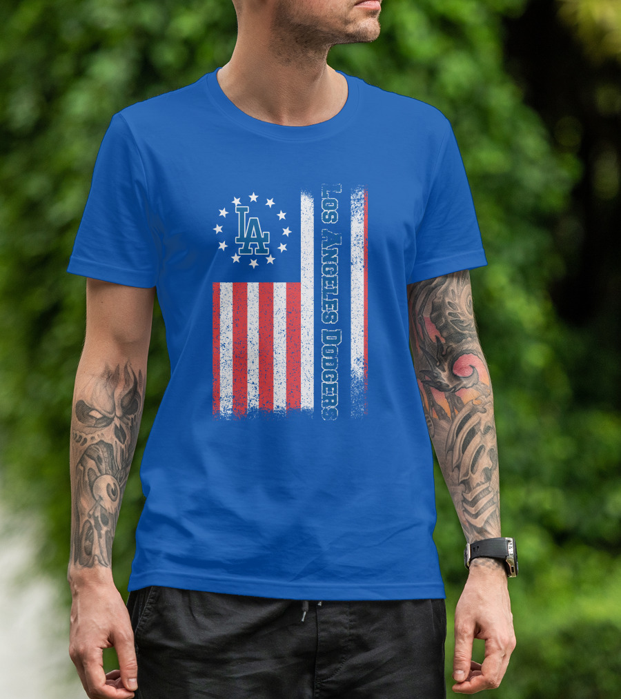 Los Angeles Dodgers American Flag La Logo Patriotic Stars And Stripes T-Shirt