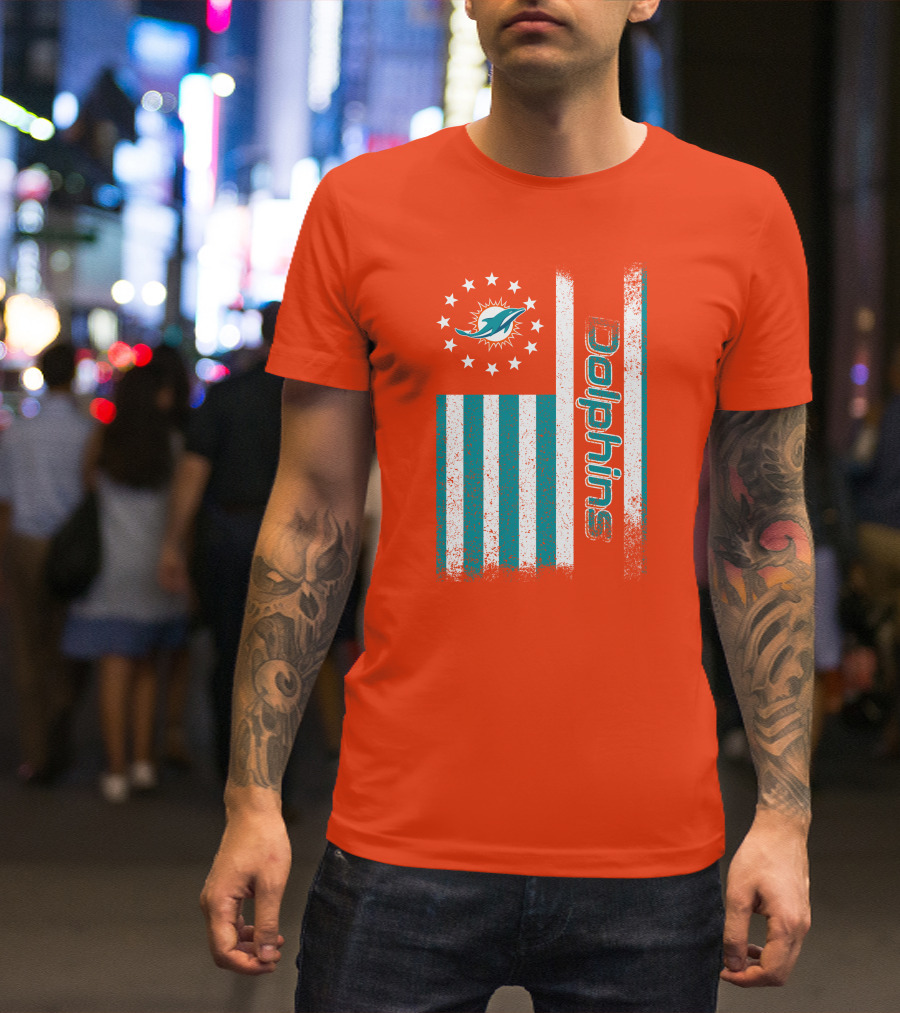 Miami Dolphins American Flag Dolphins Logo Stars T-Shirt