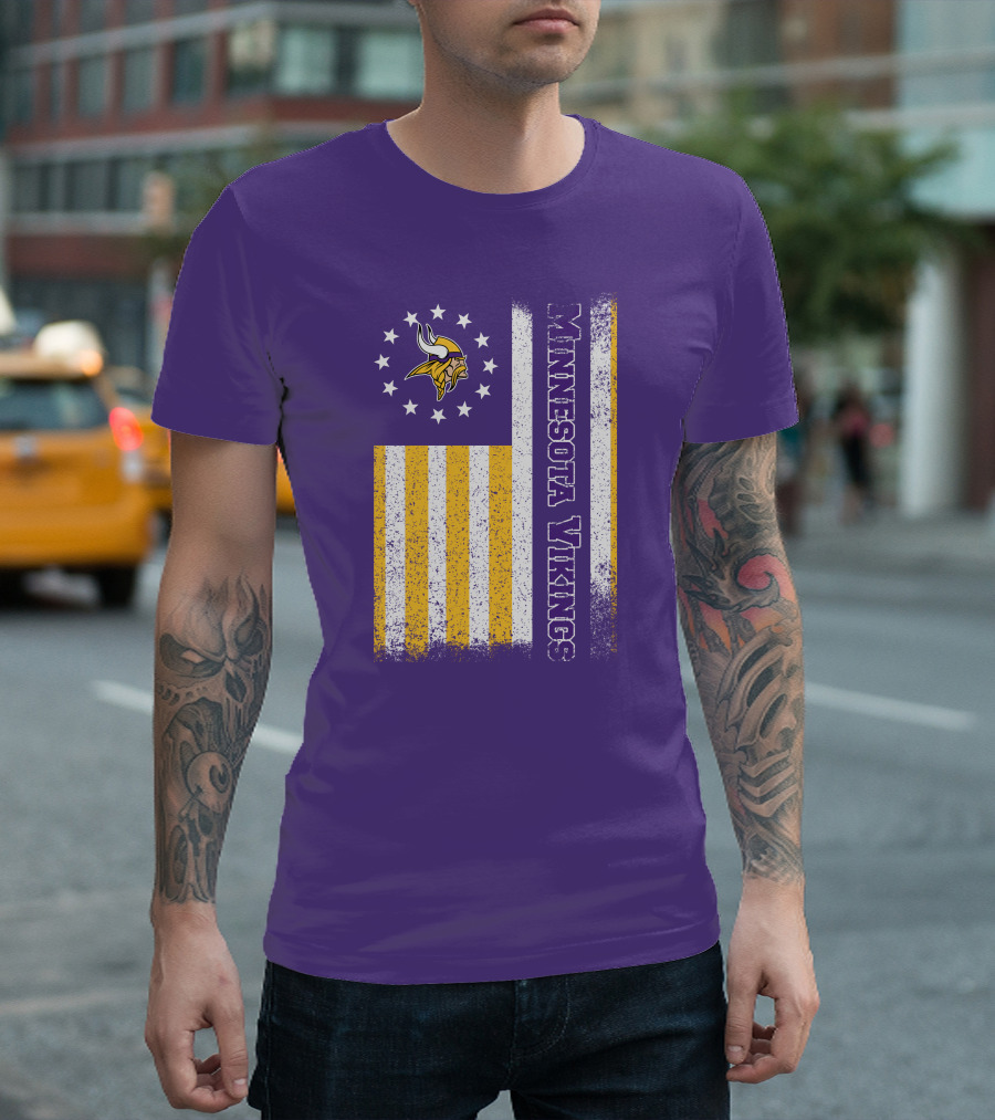 Minnesota Vikings American Flag Stars And Stripes T-Shirt