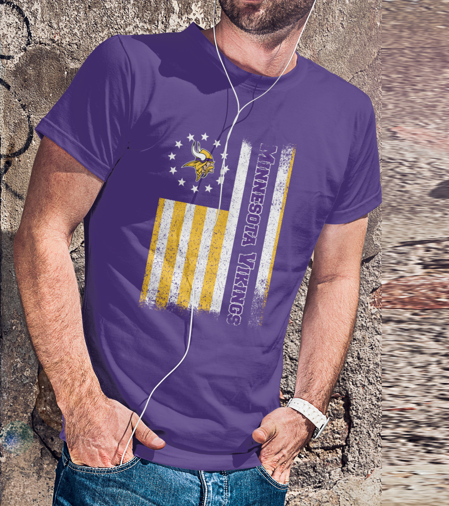 Minnesota Vikings American Flag Stars And Stripes T-Shirt