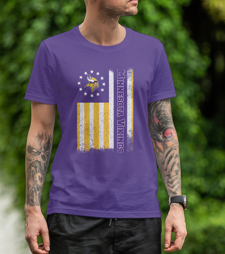 Minnesota Vikings American Flag Stars And Stripes T-Shirt