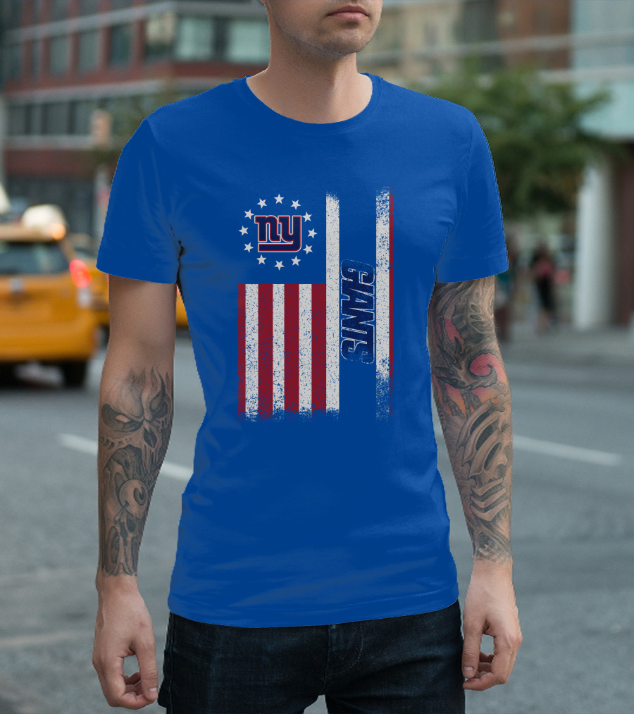 New York Giants Stars And Stripes American Flag T-Shirt