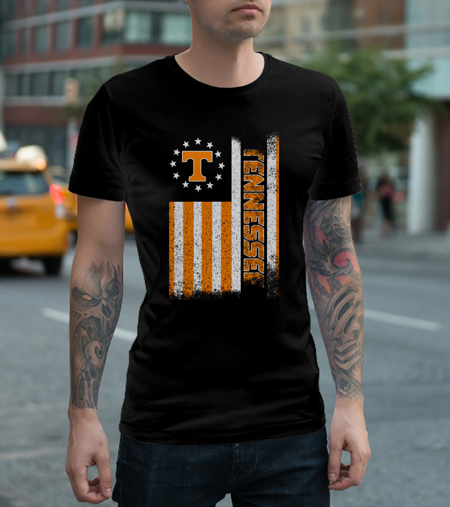 Tennessee Volunteers American Flag Stars And Stripes Vintage Look T-Shirt