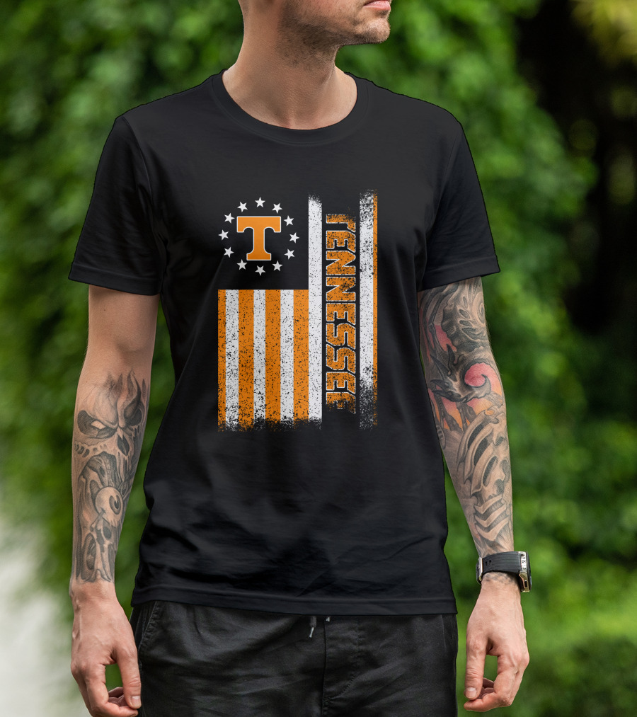 Tennessee Volunteers American Flag Stars And Stripes Vintage Look T-Shirt