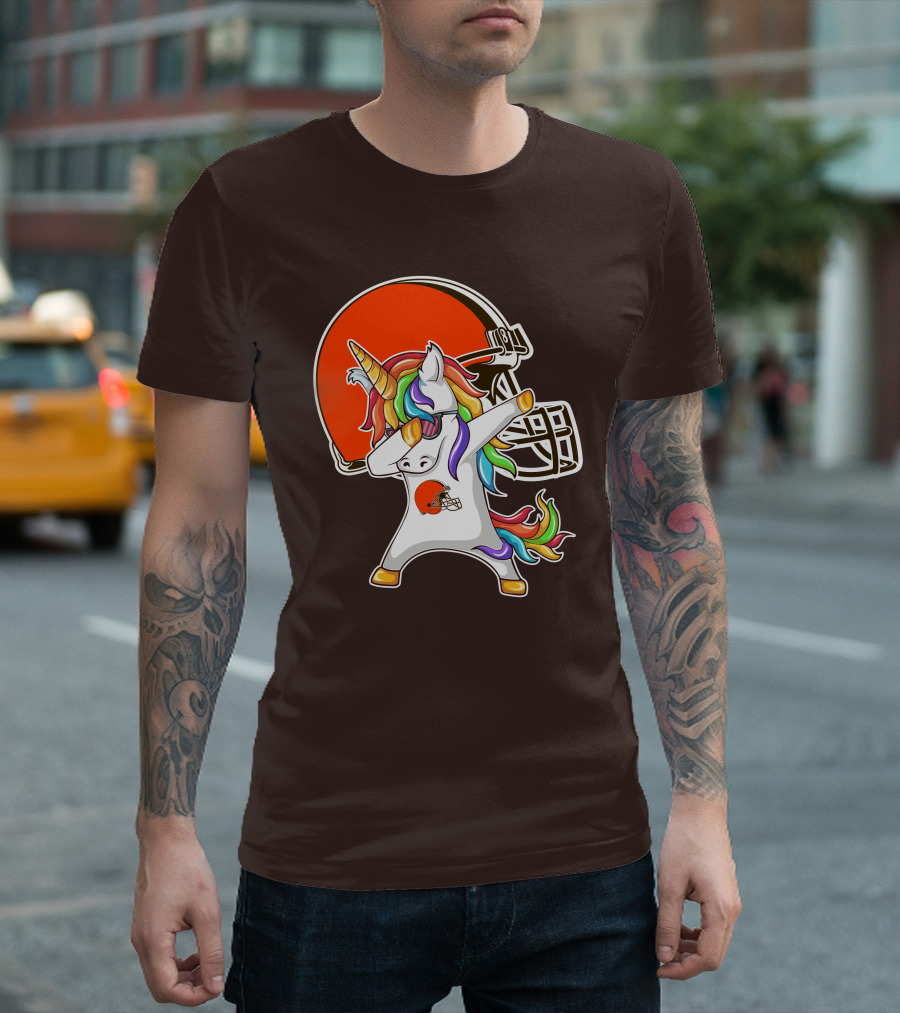 Cleveland Browns Unicorn Dabbing with Helmet T-Shirt