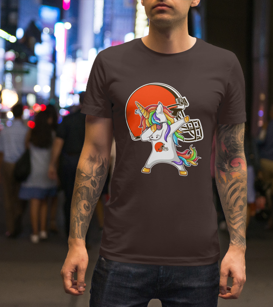Cleveland Browns Unicorn Dabbing With Helmet T-Shirt