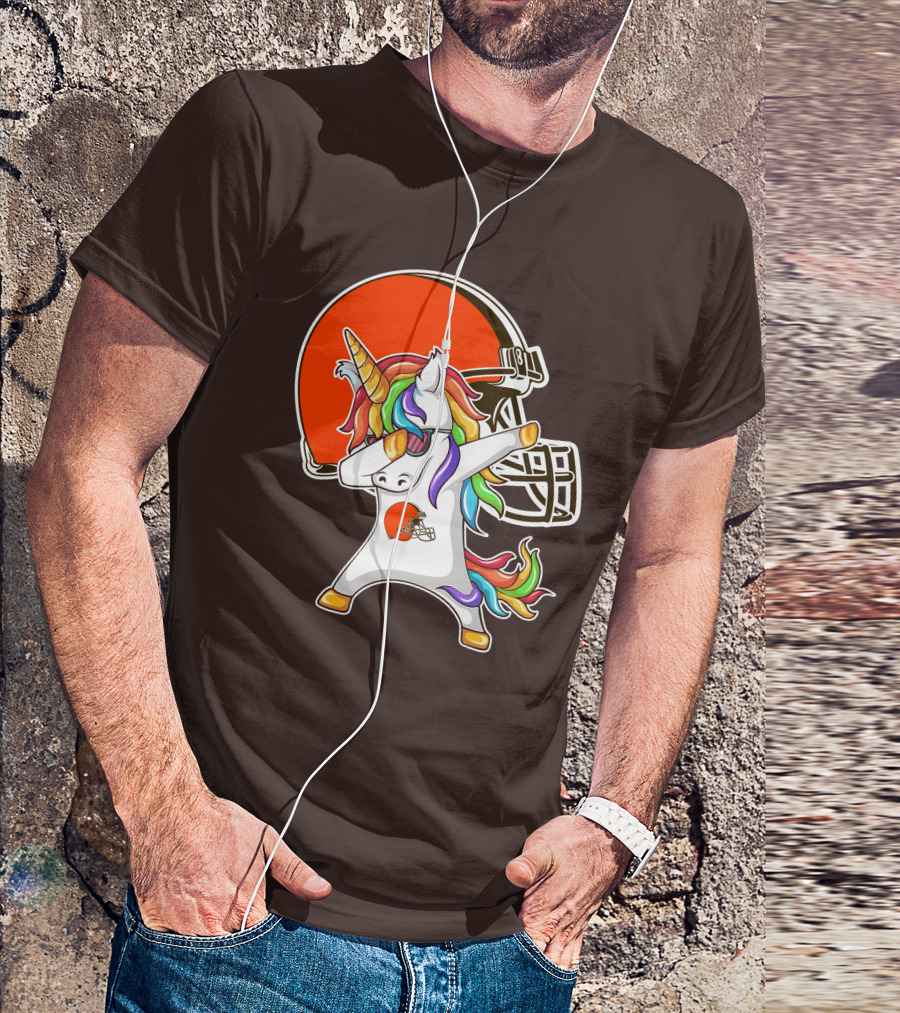 Cleveland Browns Unicorn Dabbing With Helmet T-Shirt
