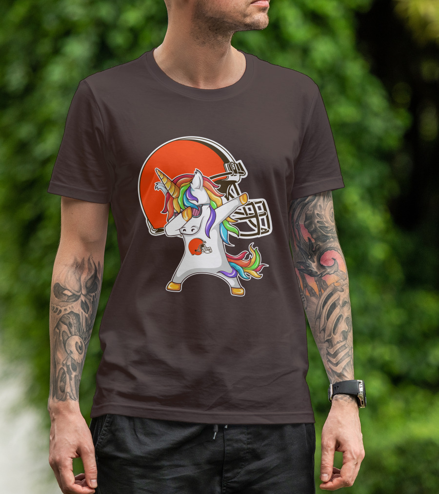 Cleveland Browns Unicorn Dabbing With Helmet T-Shirt