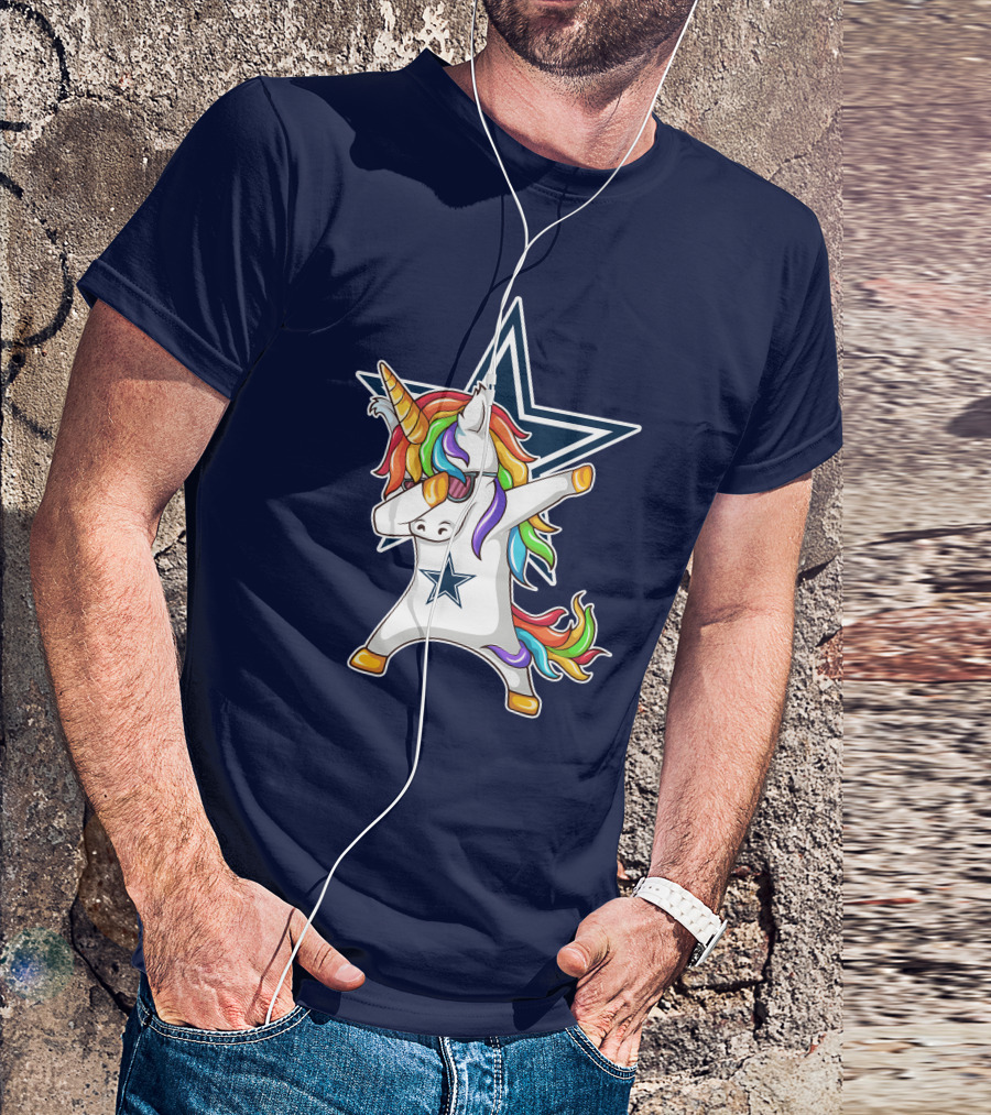 Dallas Cowboys Unicorn Dabbing Star Rainbow T-Shirt