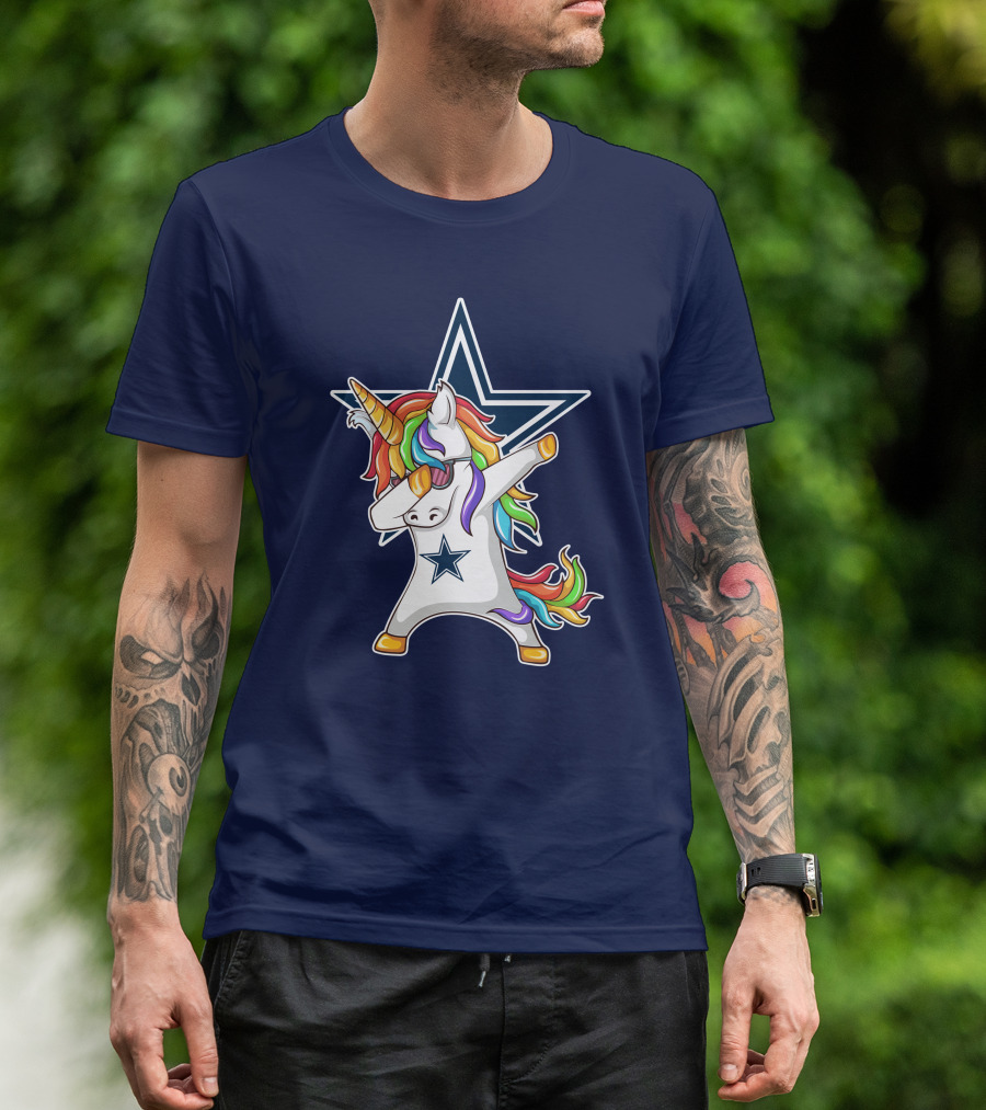 Dallas Cowboys Unicorn Dabbing Star Rainbow T-Shirt