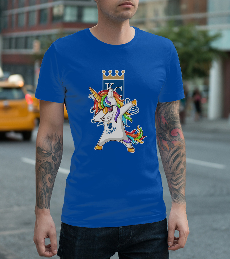 KC Royals Unicorn Dabbing with Rainbow Mane T-Shirt