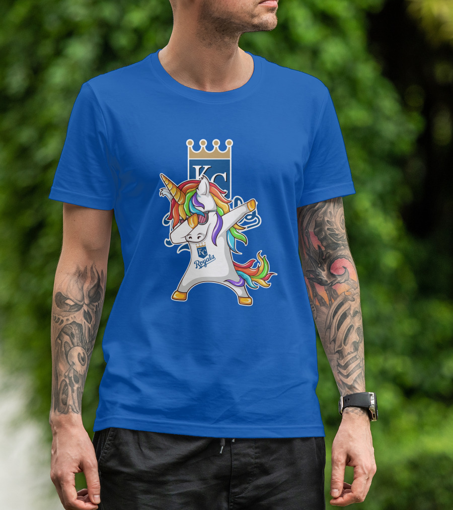 KC Royals Unicorn Dabbing With Rainbow Mane T-Shirt