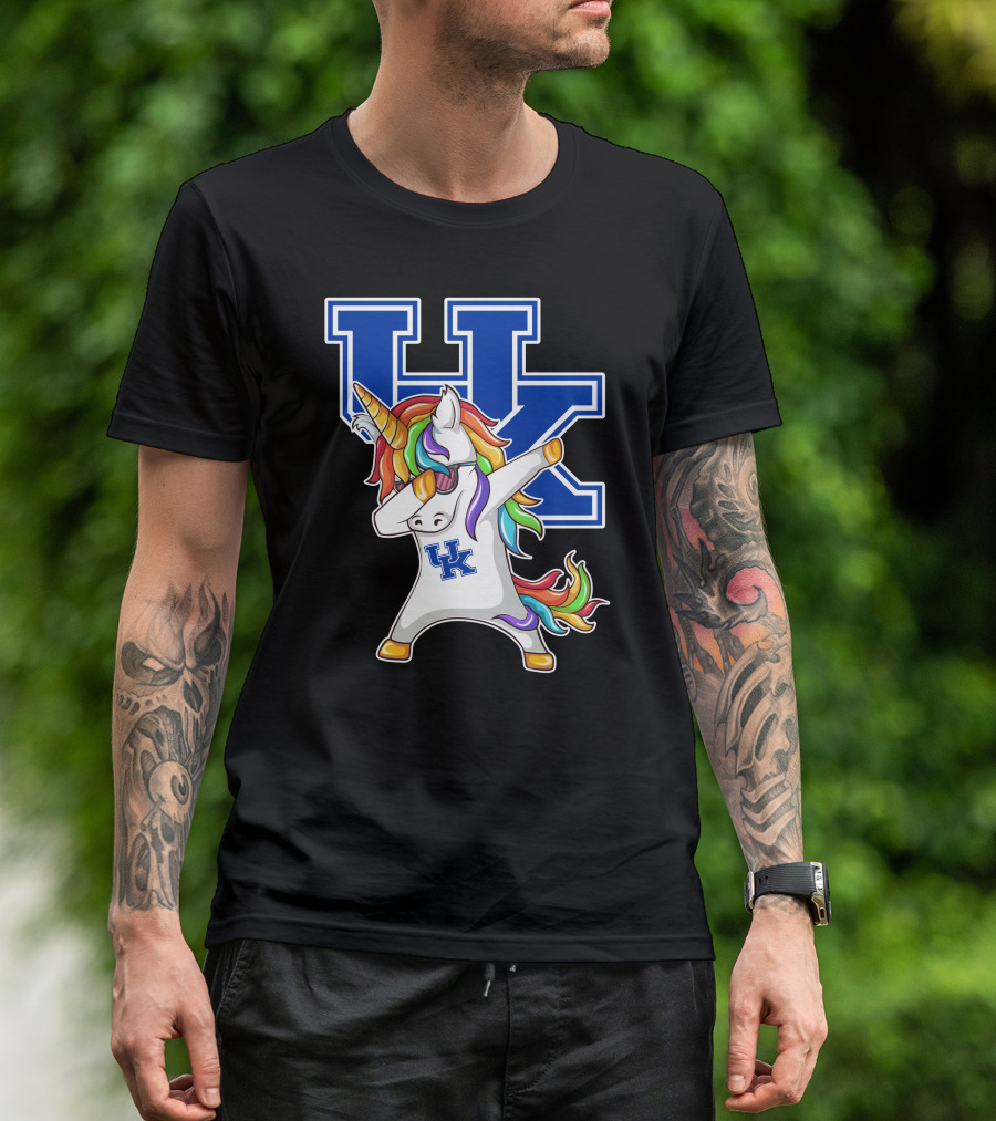 Kentucky Wildcats Unicorn Dabbing UK Logo Rainbow Mane T-Shirt