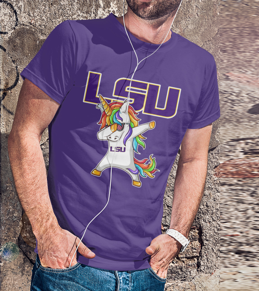 LSU Tigers Unicorn Dabbing Rainbow Mane T-Shirt