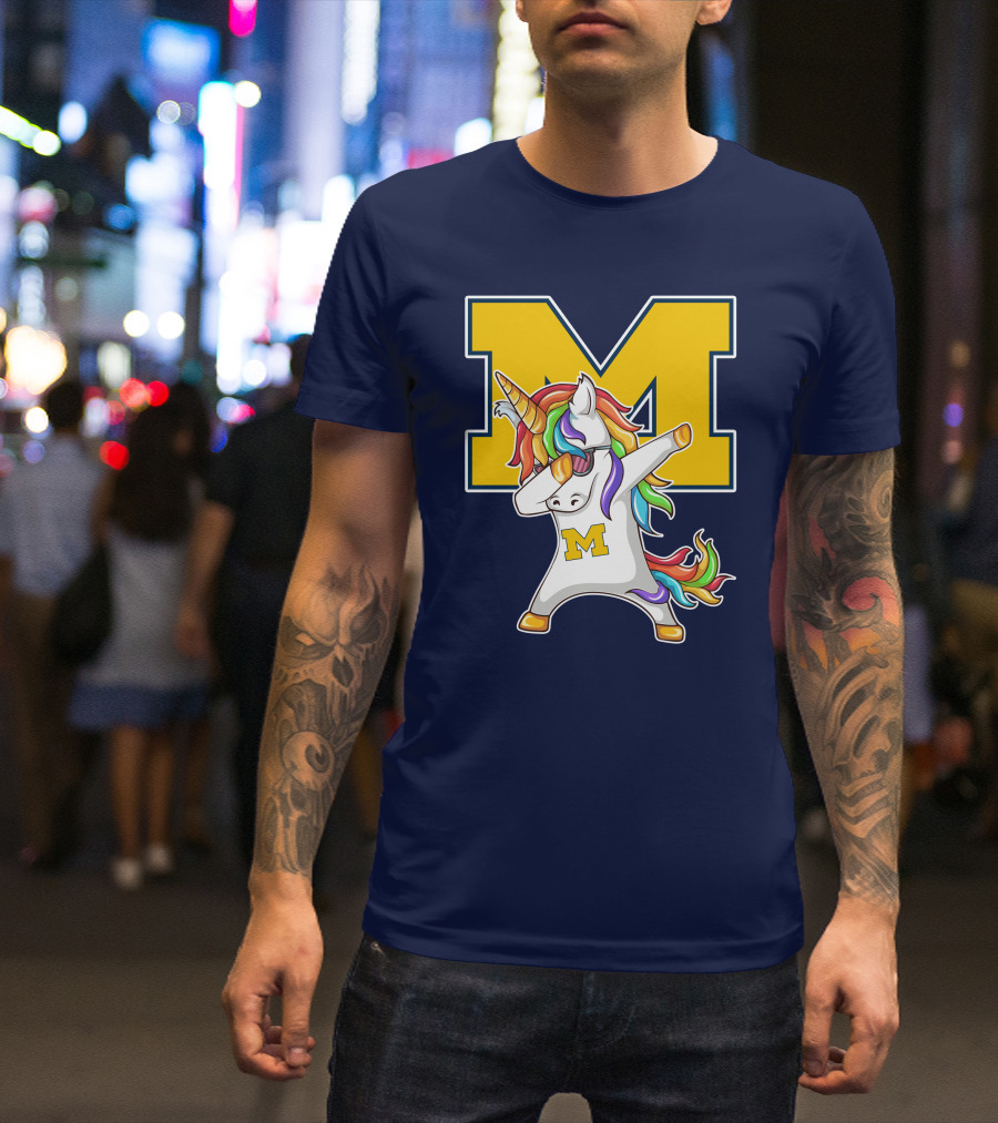 Michigan Wolverines Unicorn Dabbing M T-Shirt