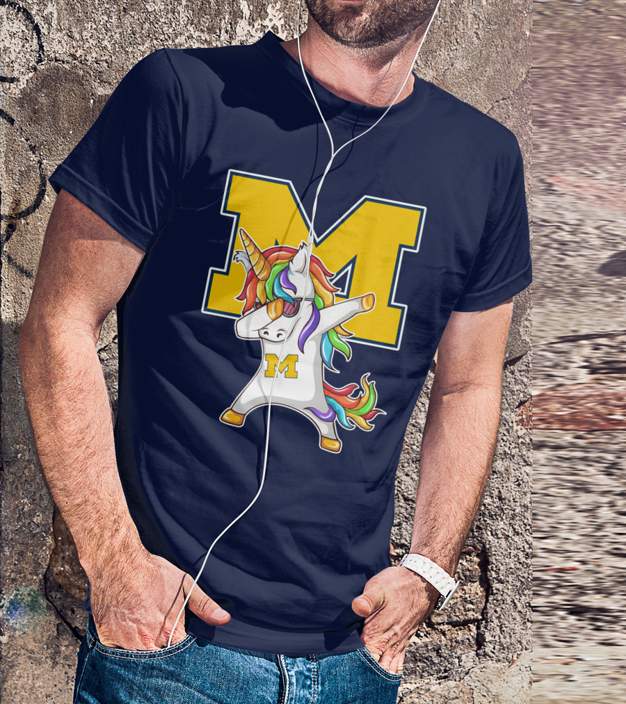 Michigan Wolverines Unicorn Dabbing M T-Shirt