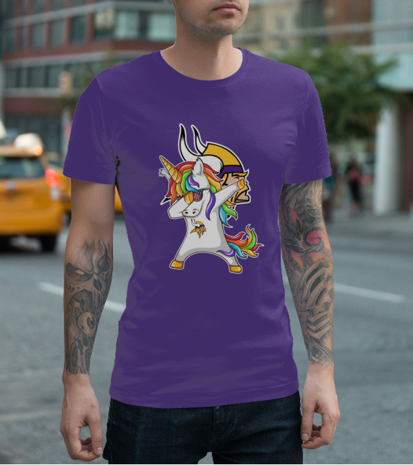 Minnesota Vikings Rainbow Unicorn Dabbing T-Shirt