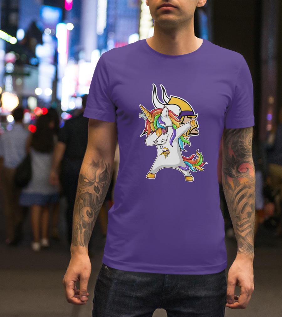Minnesota Vikings Rainbow Unicorn Dabbing T-Shirt