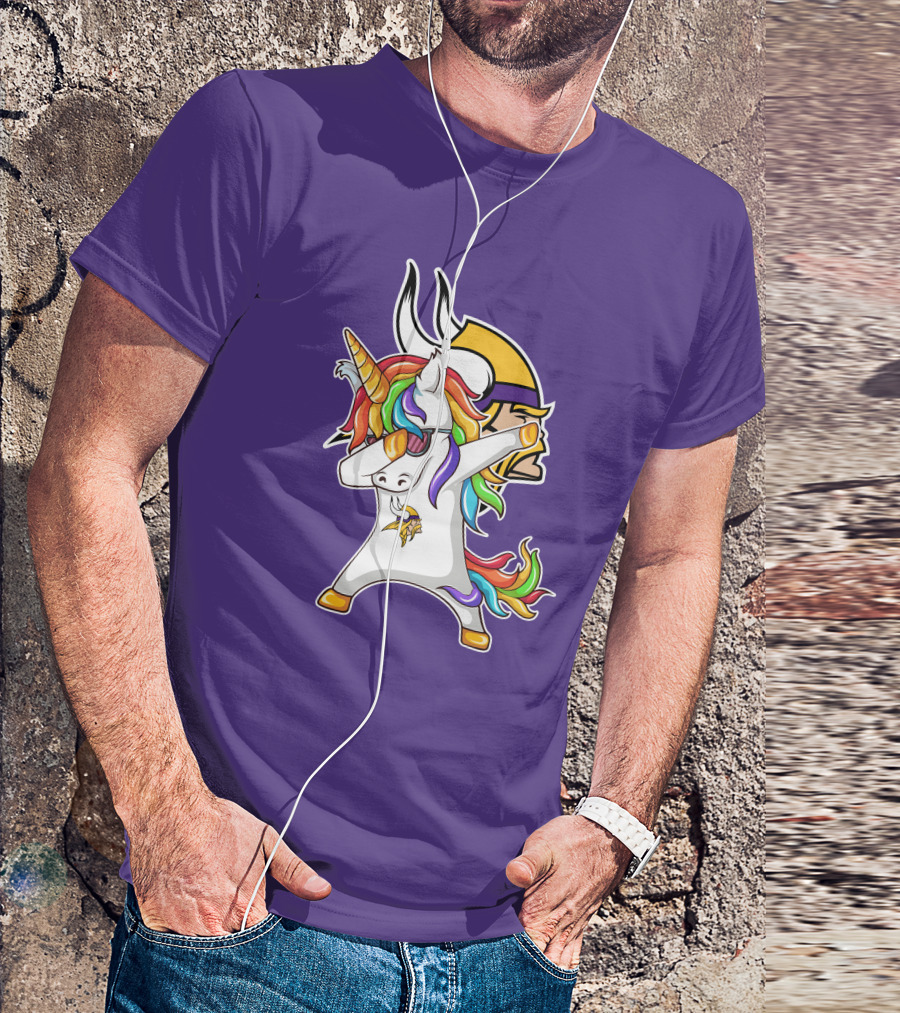 Minnesota Vikings Rainbow Unicorn Dabbing T-Shirt