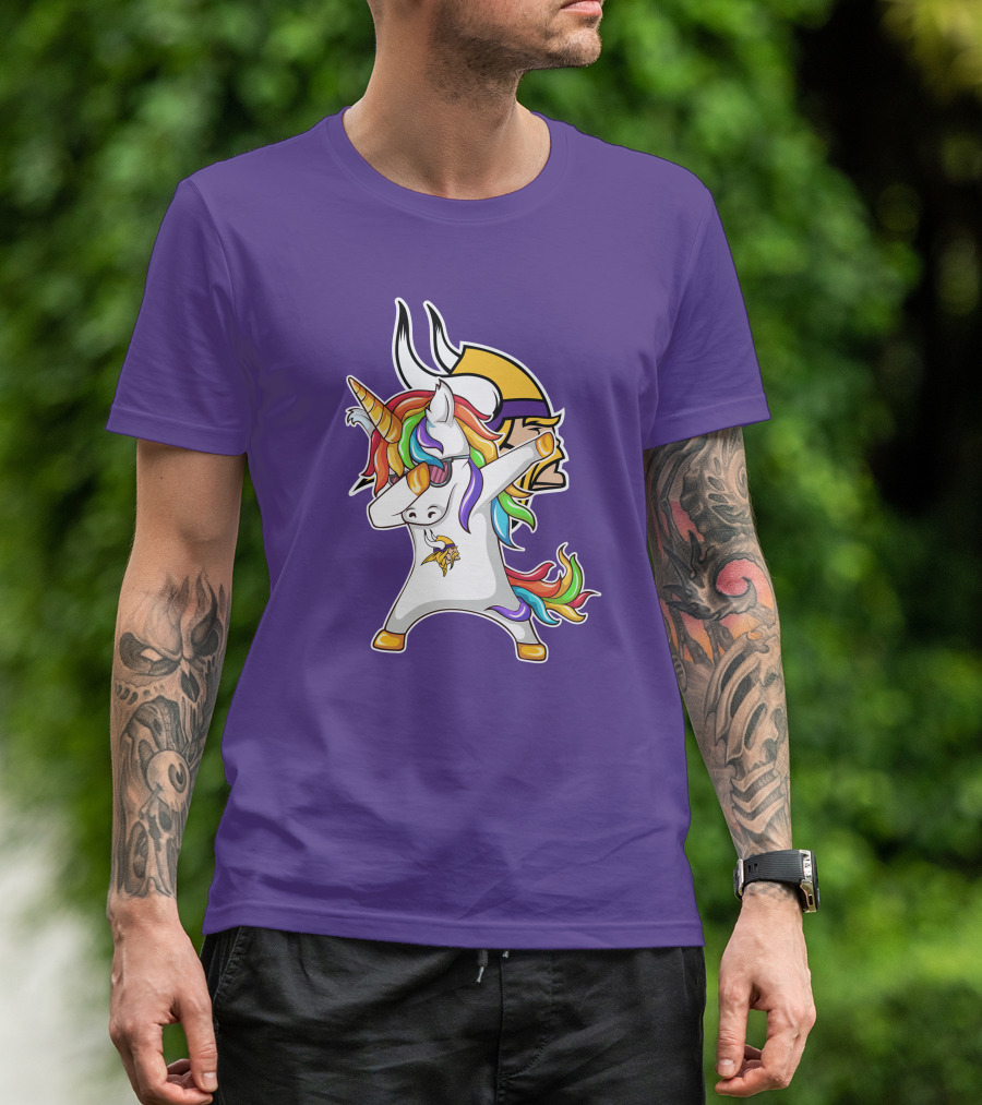 Minnesota Vikings Rainbow Unicorn Dabbing T-Shirt