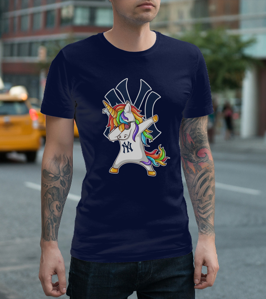 New York Yankees Unicorn Dabbing Rainbow T-Shirt