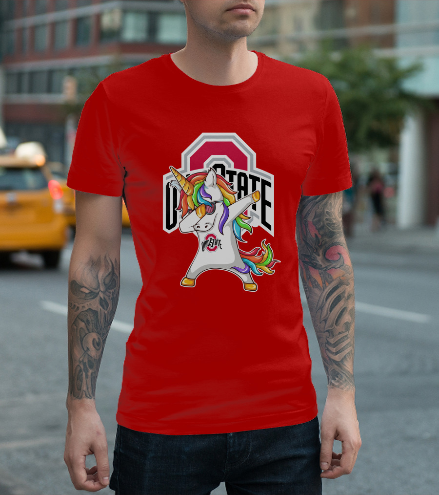 Ohio State Buckeyes Rainbow Unicorn Dabbing T-Shirt