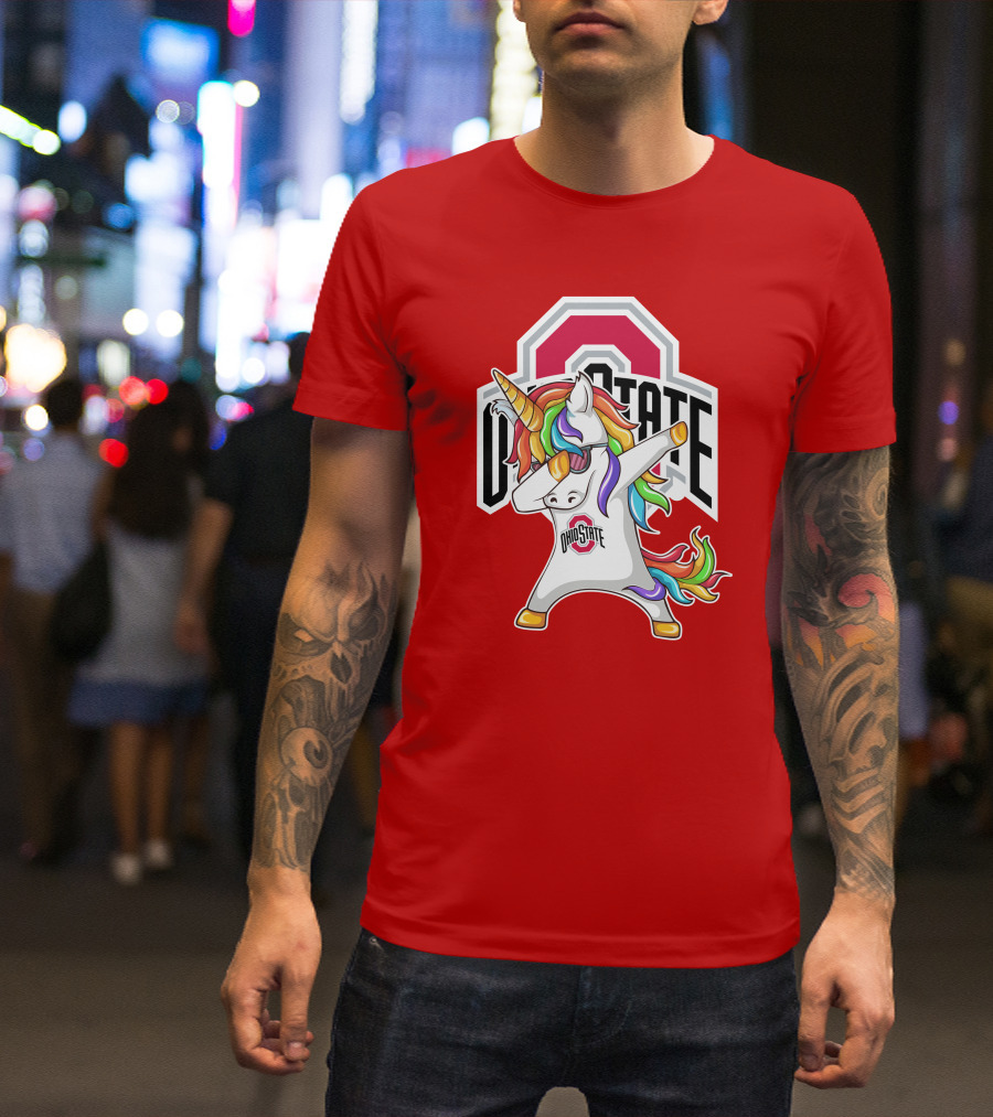 Ohio State Buckeyes Rainbow Unicorn Dabbing T-Shirt