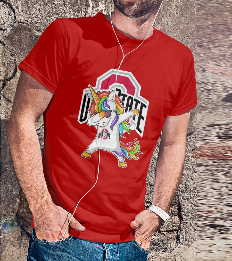Ohio State Buckeyes Rainbow Unicorn Dabbing T-Shirt