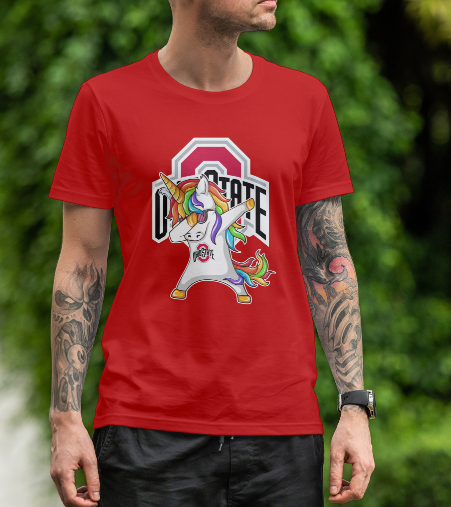 Ohio State Buckeyes Rainbow Unicorn Dabbing T-Shirt