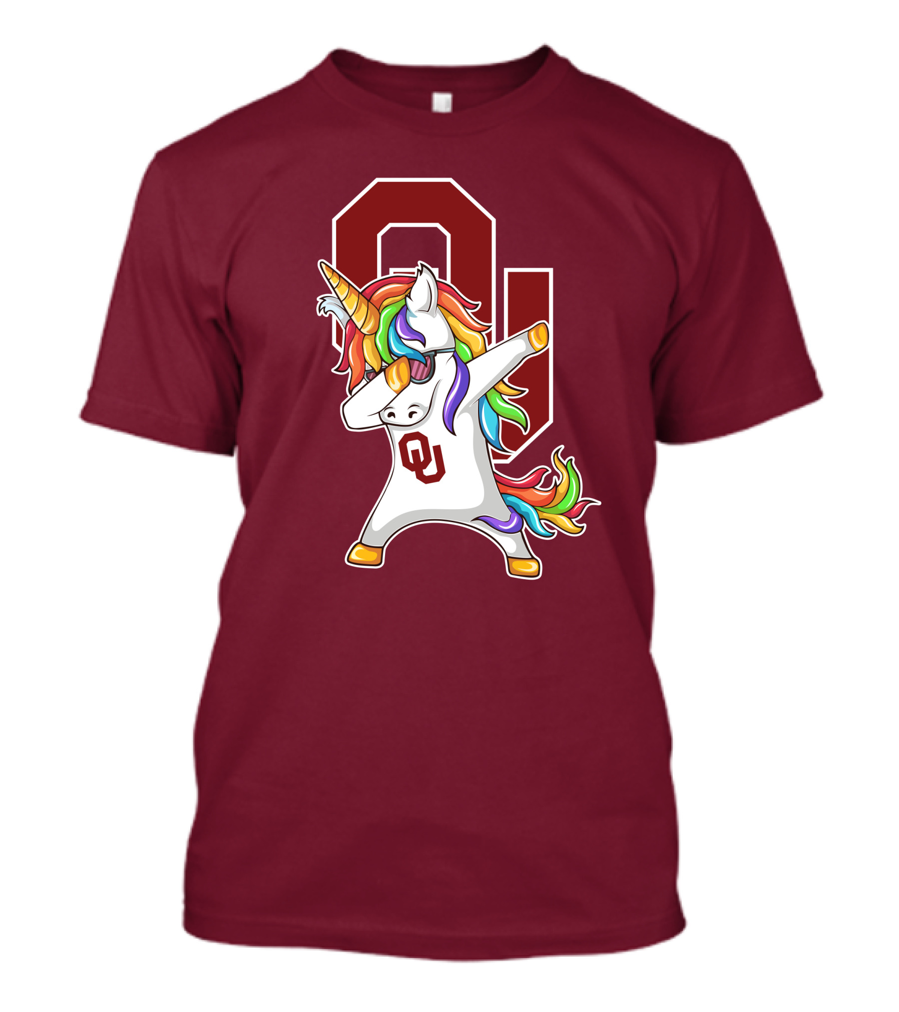 Oklahoma Sooners OU Logo Rainbow Unicorn Dabbing T-Shirt