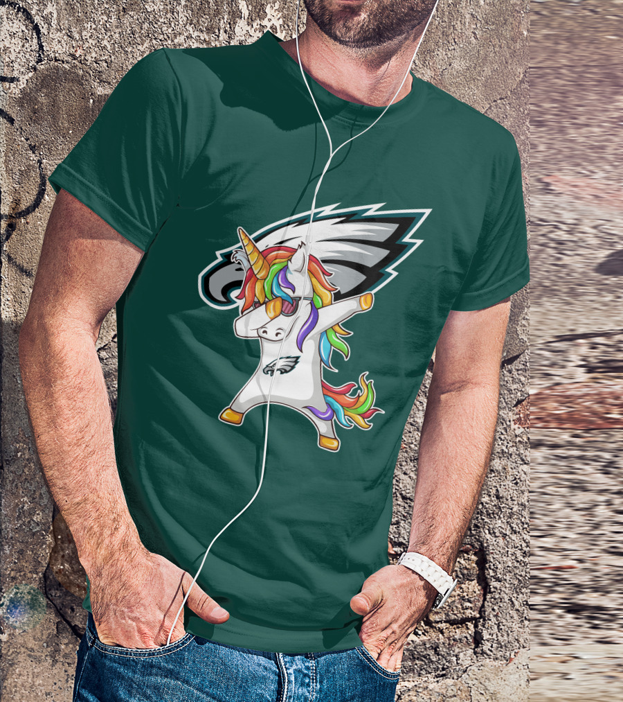 Philadelphia Eagles Unicorn Dabbing Rainbow Mane T-Shirt