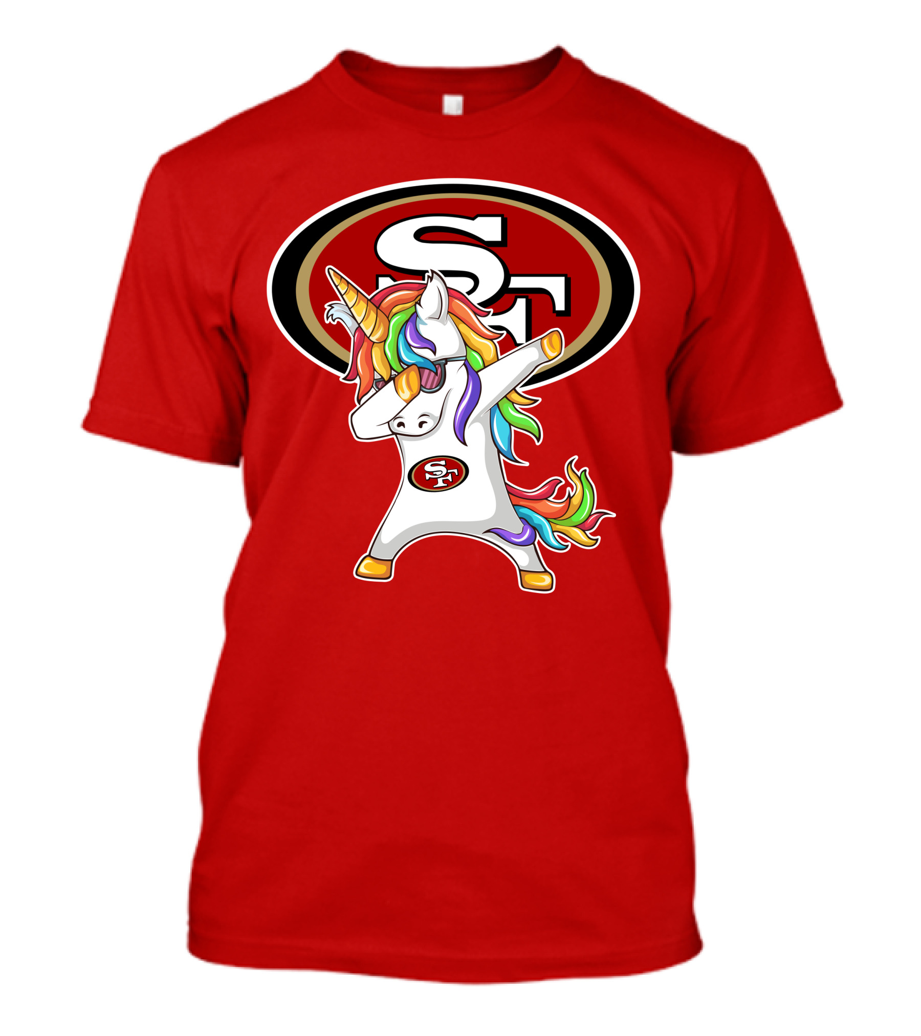 San Francisco 49ers SF Logo Rainbow Unicorn Dabbing T-Shirt