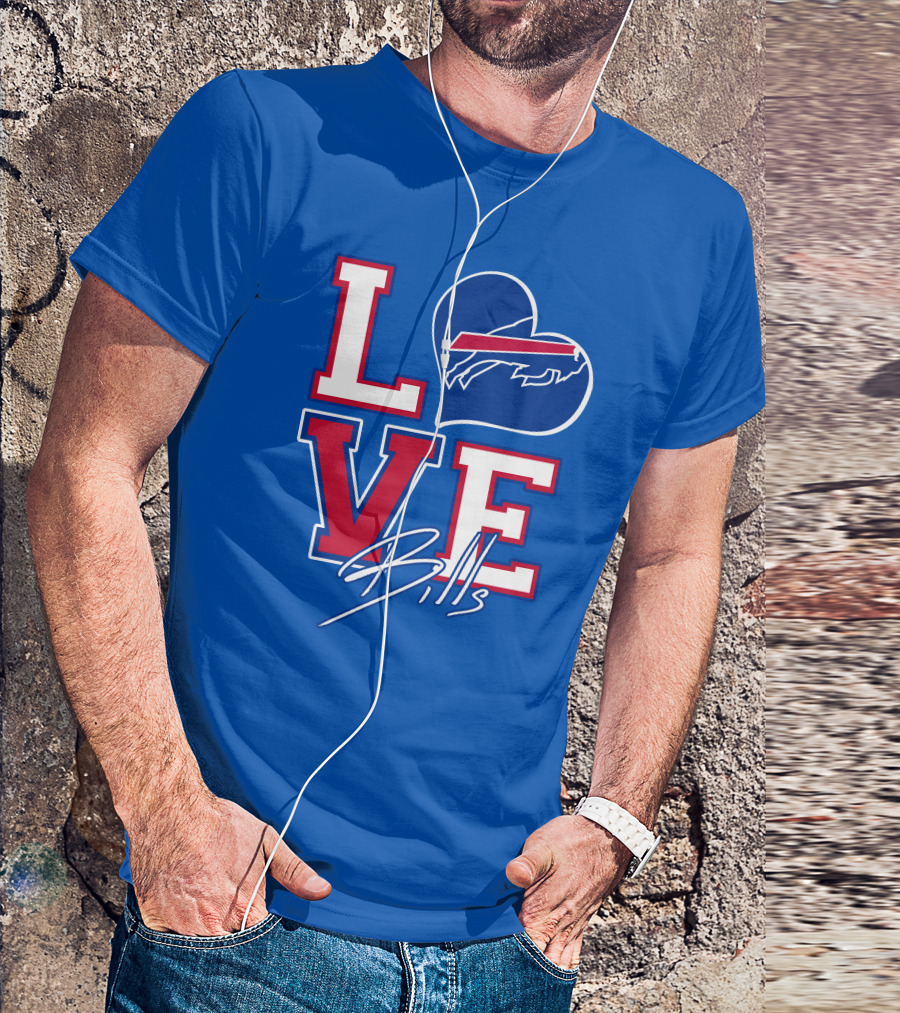 LOVE My Buffalo Bills Heart Logo Featuring Iconic Football Team Emblem T-Shirt
