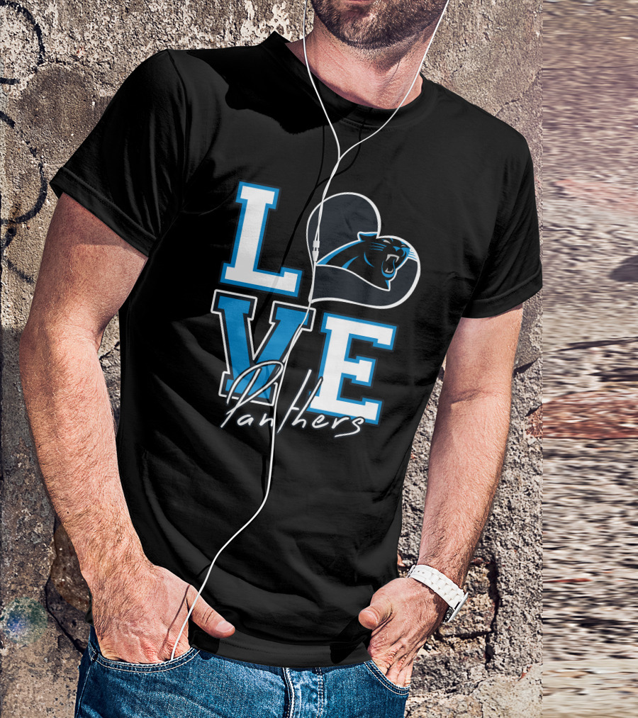 Love Panthers Heart T-Shirt