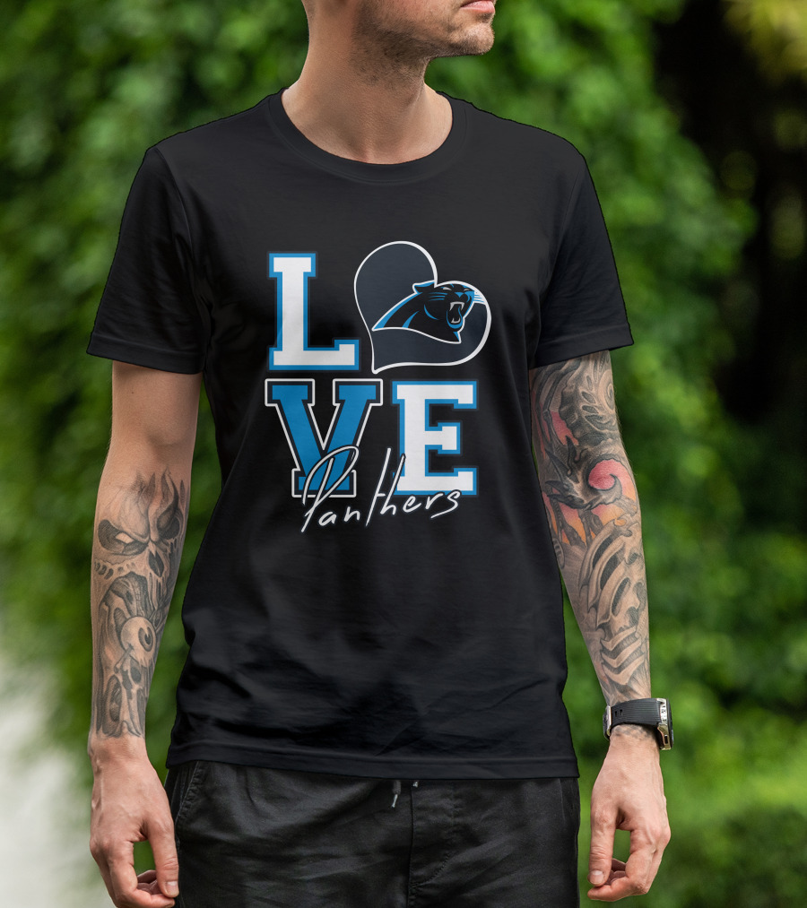 Love Panthers Heart T-Shirt