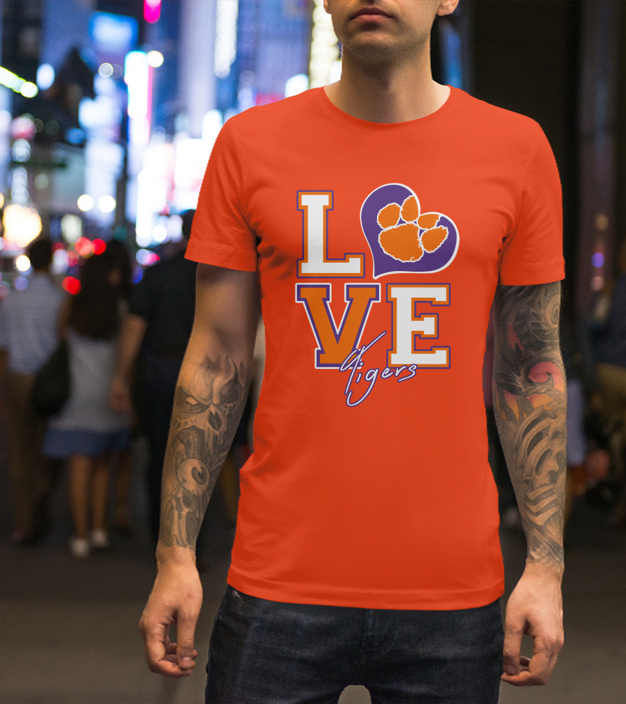 LOVE Heart Tigers Clemson T-Shirt