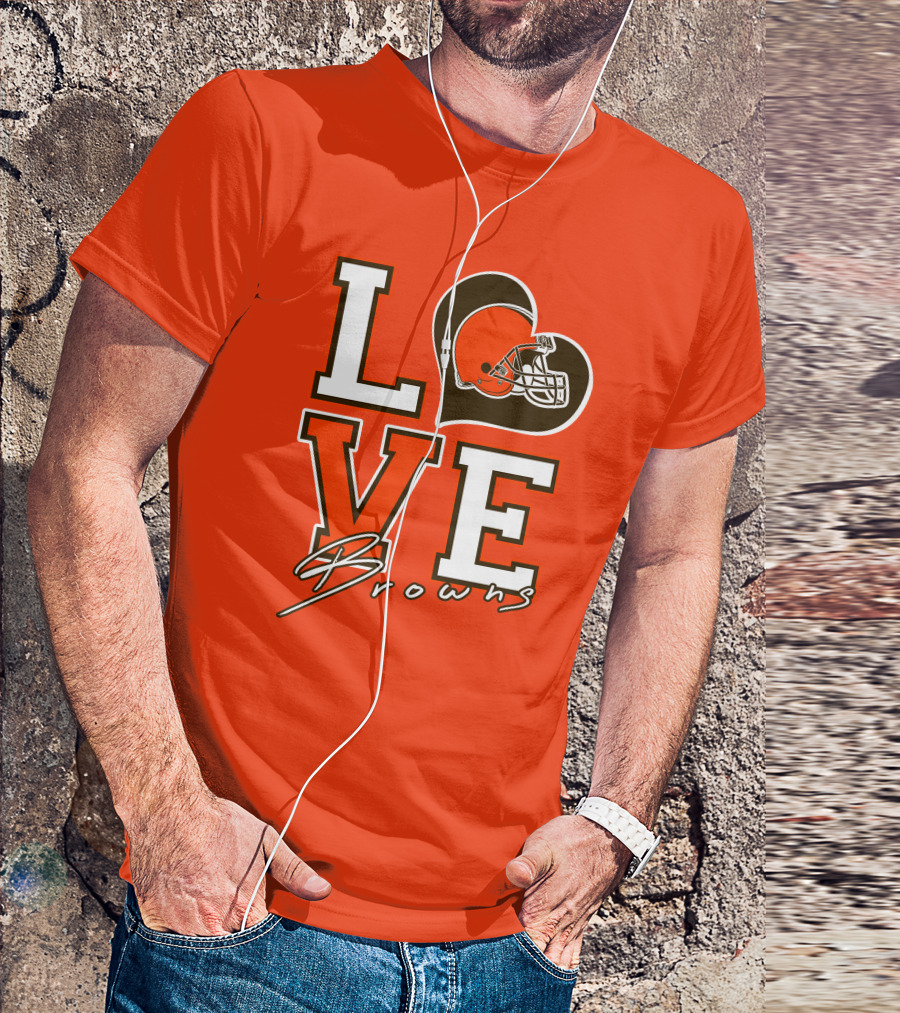LOVE Browns Football Helmet Heart T-Shirt