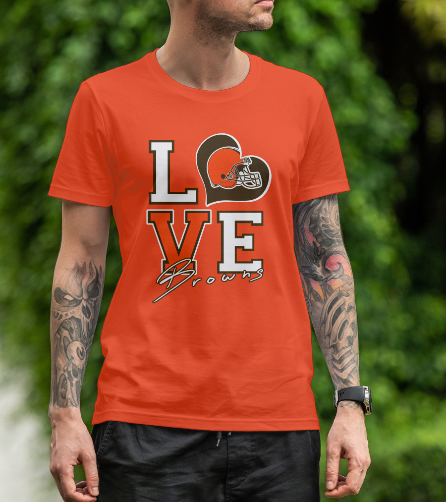 LOVE Browns Football Helmet Heart T-Shirt