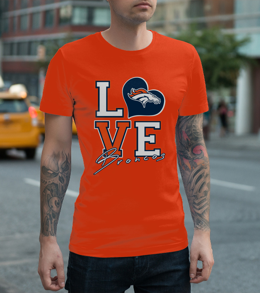 Love Broncos Denver Broncos Heart T-Shirt