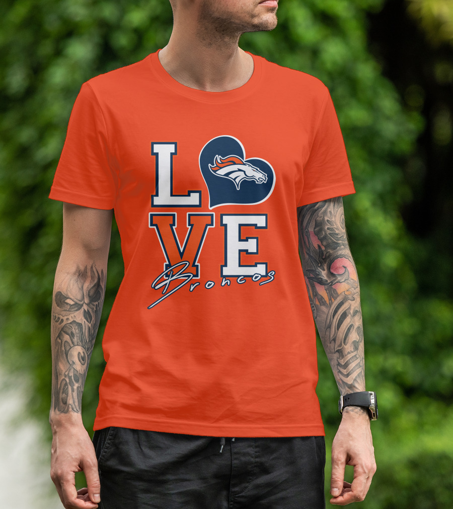 Love Broncos Denver Broncos Heart T-Shirt