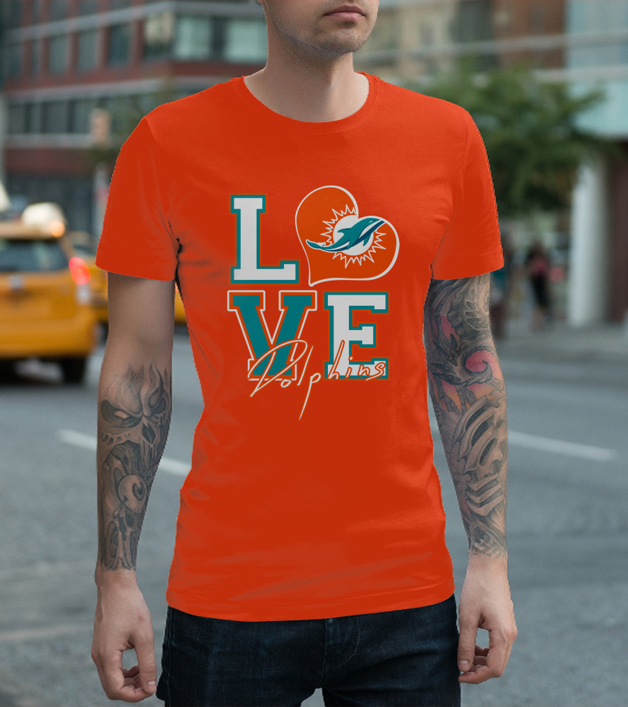 LOVE Dolphins Miami Heart T-Shirt